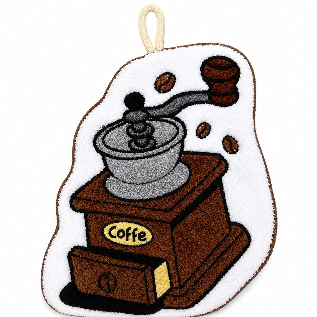 Kitchen Towel with Hanging Loop, Soft Absorbent Microfiber Hand and Dish Cloth for Drying Hands, Dishes, Countertops and Kitchen Surfaces, Reusable, J-457B, Coffee Machine - image 1