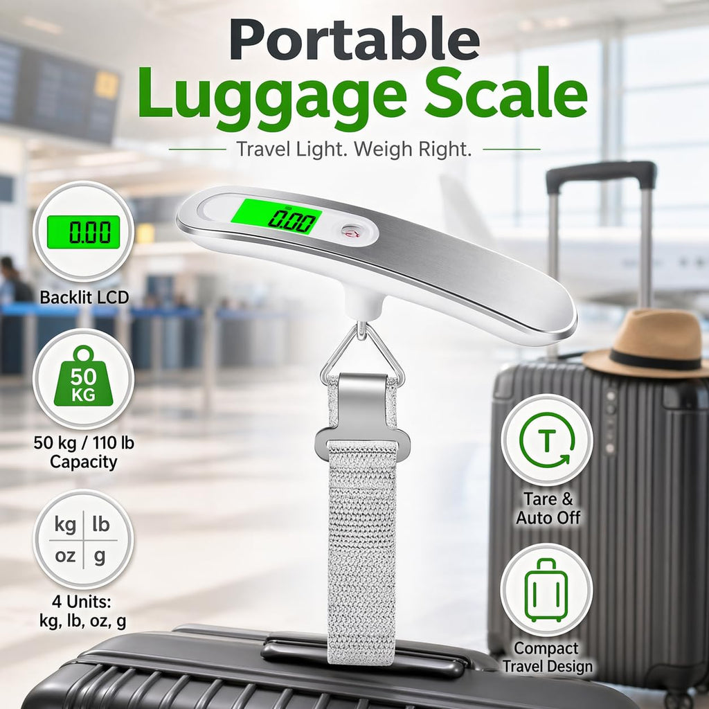 Digital Luggage Scale Portable Hanging Weight Scale 50kg 110lb with LCD Backlit Display and Hook – Electronic Travel Suitcase Scale for Home, Airport and Baggage - image 2