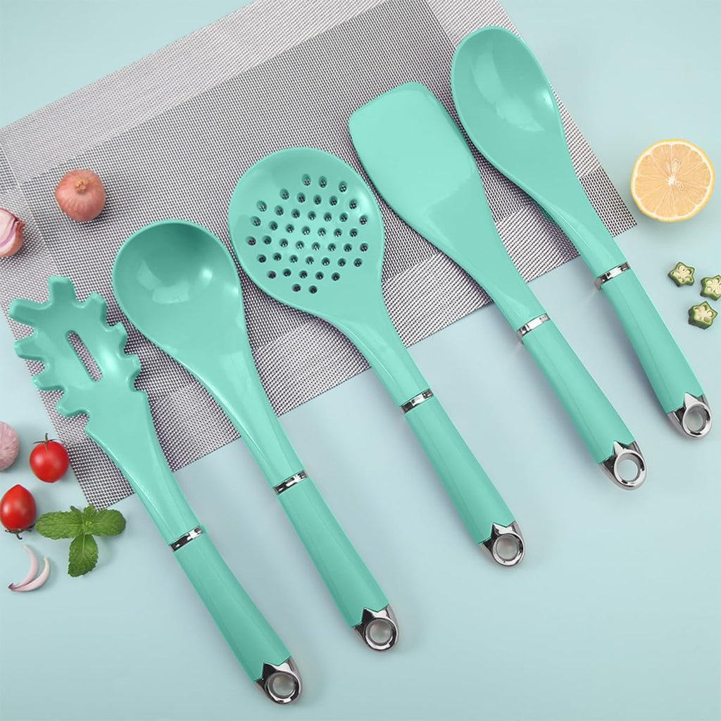 Kitchen Utensils, Silicone Cooking Utensils with Holder, Non-stick Cookware Friendly & Heat Resistant, Kitchen Silicone Set 6-Piece, Modern Design (Green) - image 6