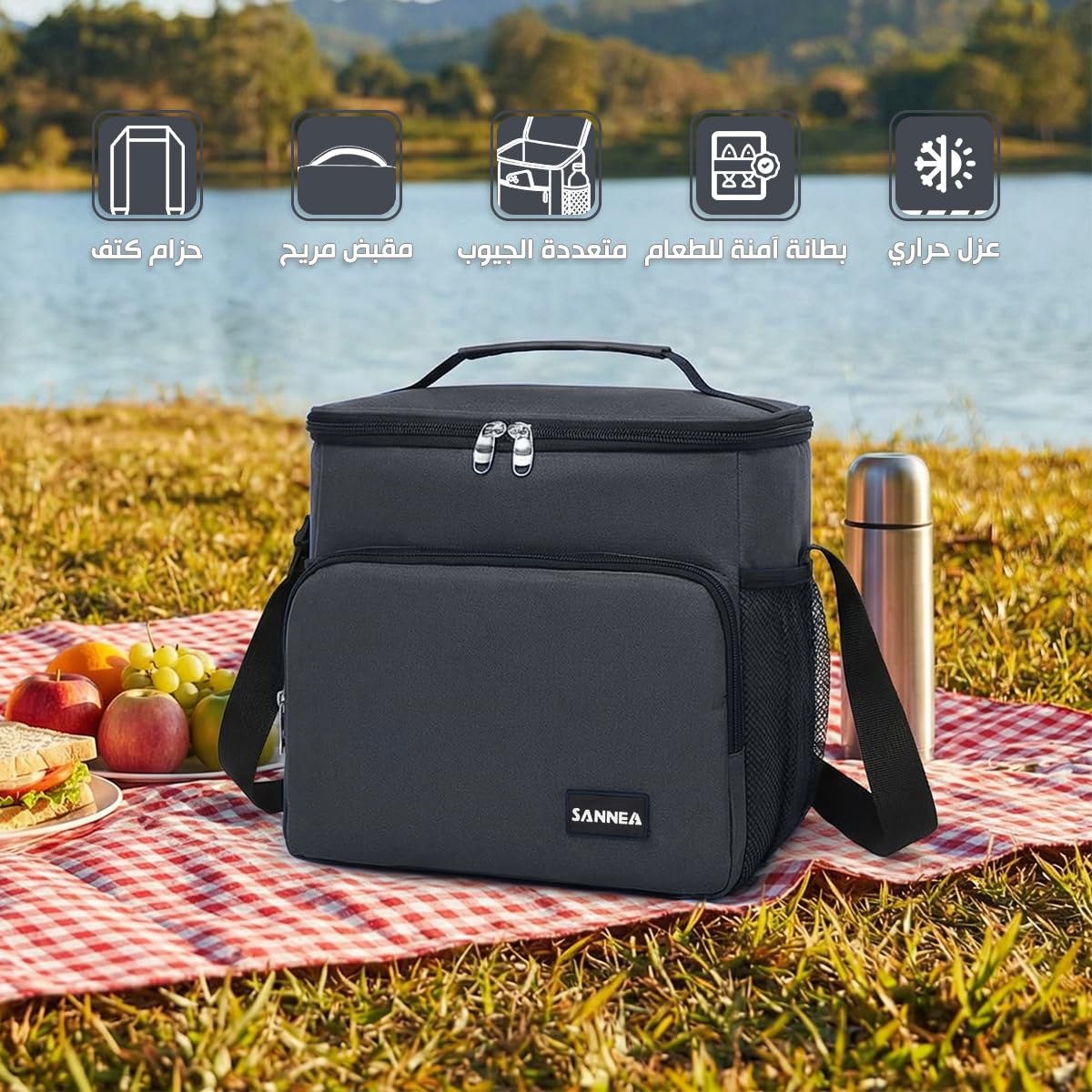 Lunch Bag 12 L, Insulated Thermal Cooler Tote, Waterproof Leakproof Reusable Food Storage for Hot and Cold Meals, Work, School, Picnic and Travel, BB-544 (Grey) - image 2