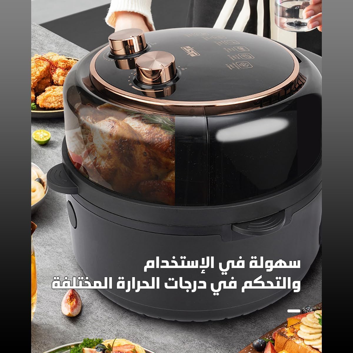 Air Fryer 5.5 L Digital Oilless Fryer, 1350 W Hot Air Cooker with 360° Thermal Cycle, Adjustable Temperature, Auto Timer Shut Off, 3-Piece Accessories Set, KB-2122 - image 5