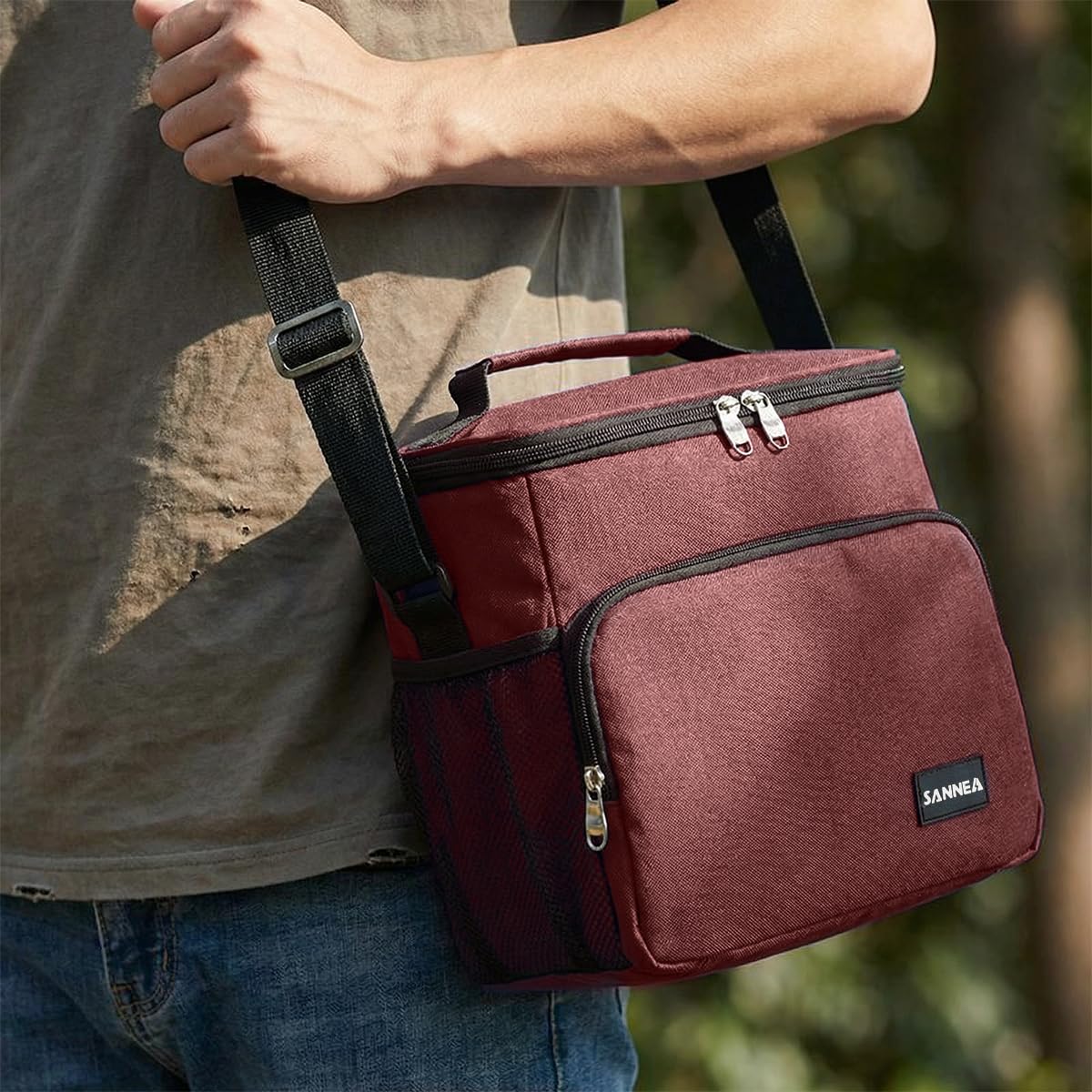 Insulated Lunch Bag 12L, Thermal Cooler Tote with Leak-Resistant Lining and Water-Resistant Design for Work, School, Office, Picnic and Travel, BB-544, (Burgundy) - image 7