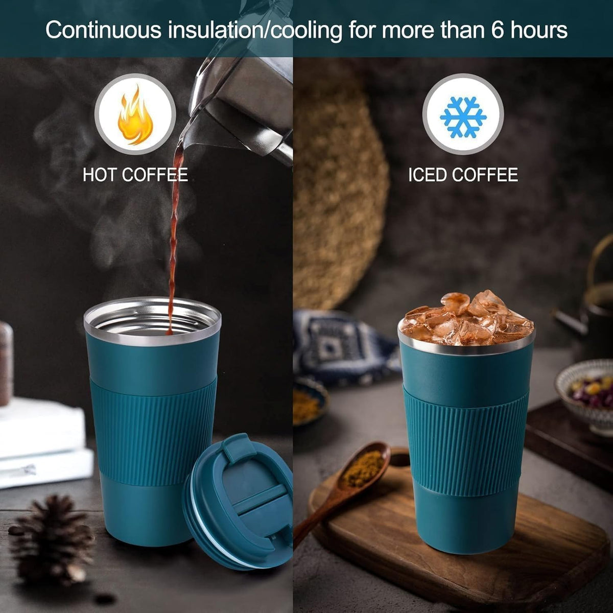 Travel Mug Stainless Steel Vacuum Insulated 380ml, Thermal Coffee Cup with Leak-Proof Lid, Double Wall for Hot and Cold Drinks, BPA-Free - image 5