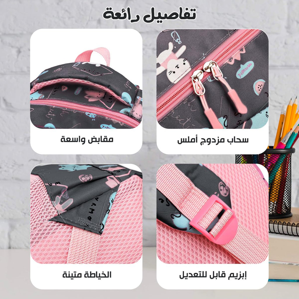 School Bag - Lightweight School Backpack for Kids & Girls, Multi Pocket, Large Capacity, Wear Resistant Breathable Nylon, Padded Straps, Side Bottle Pockets (Black) - image 4