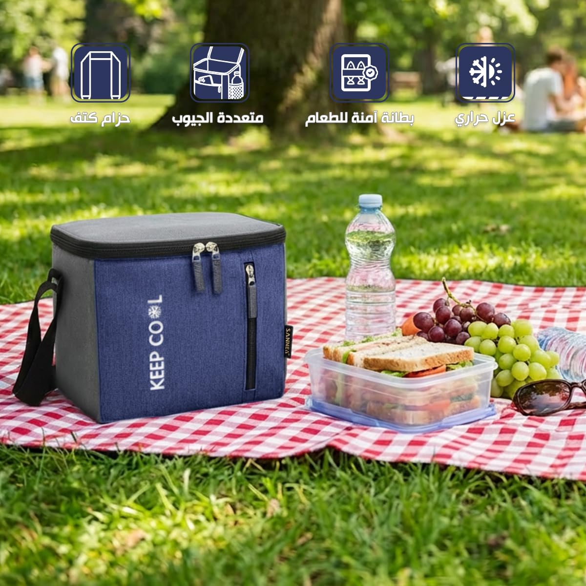 Insulated Lunch Bag 8L, Thermal Cooler Tote with Leak-Resistant Lining and Water-Resistant Exterior, Reusable Food Carrier for Work, School, Picnic and Travel, BB-525, Dark Blue - image 2