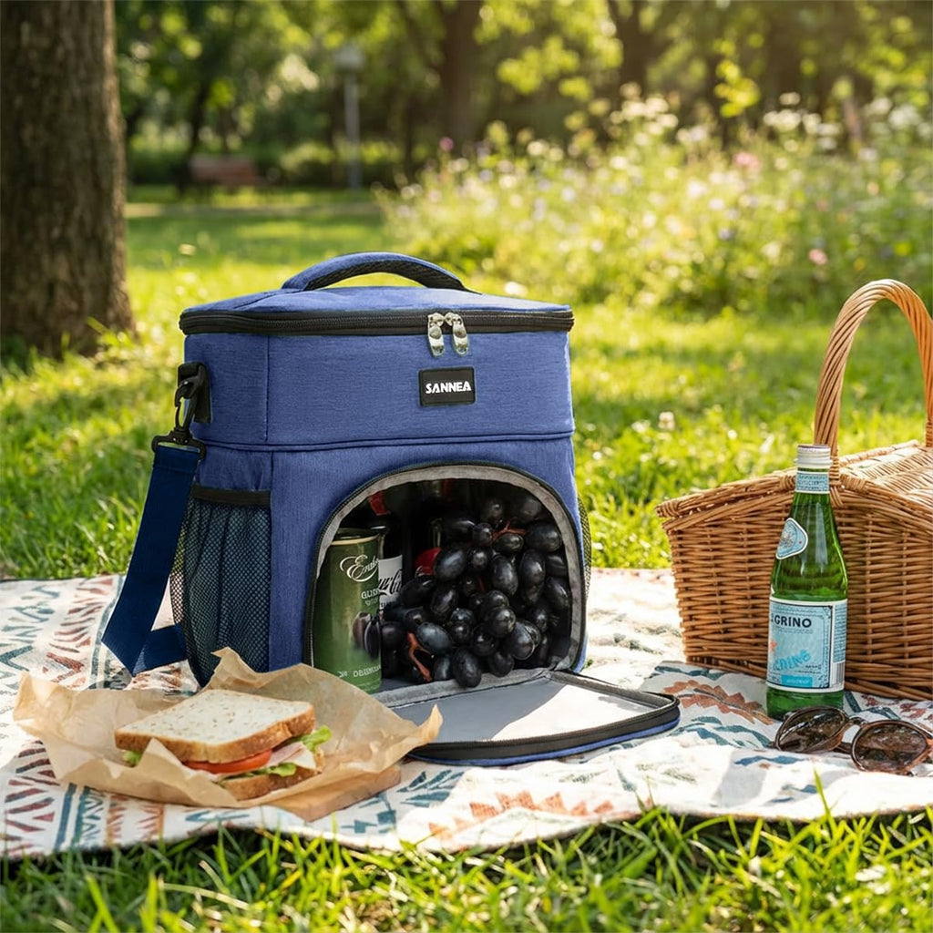 Insulated Lunch Bag 13L Thermal Cooler Tote with Water-Resistant Exterior and Leak-Resistant Lining for Work School University Picnic and Travel, BB-527 (Navy Blue) - image 6