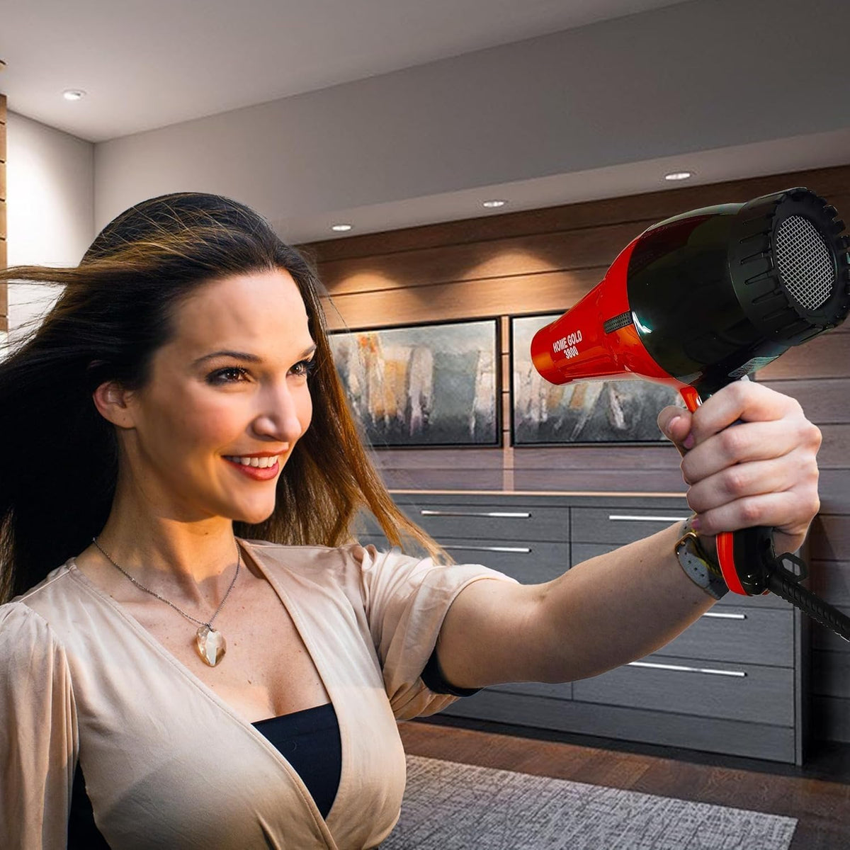 Hair Dryer 1500W, Ionic Blow Dryer with 4 Heat Settings, 2 Speeds, Low-Noise Design, 360° Rotating Cord and Overheat Protection, Black and Red, Model 3800 - image 7