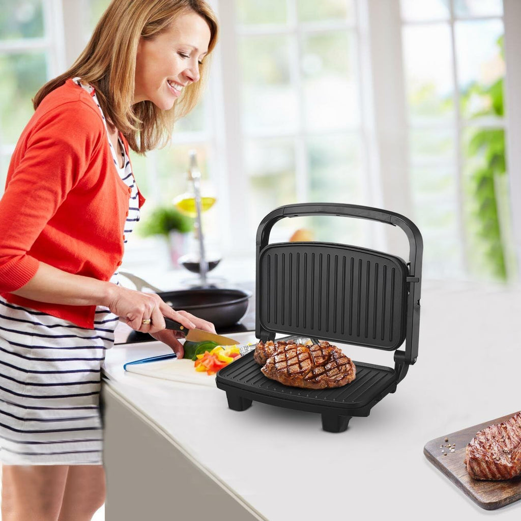 Electric Grill 750W, Non-Stick Contact Grill and Sandwich Maker with Adjustable Temperature, Cool-Touch Handle, 90-Degree Opening, Safety Lock and Overheat Protection, KB1085 - image 6