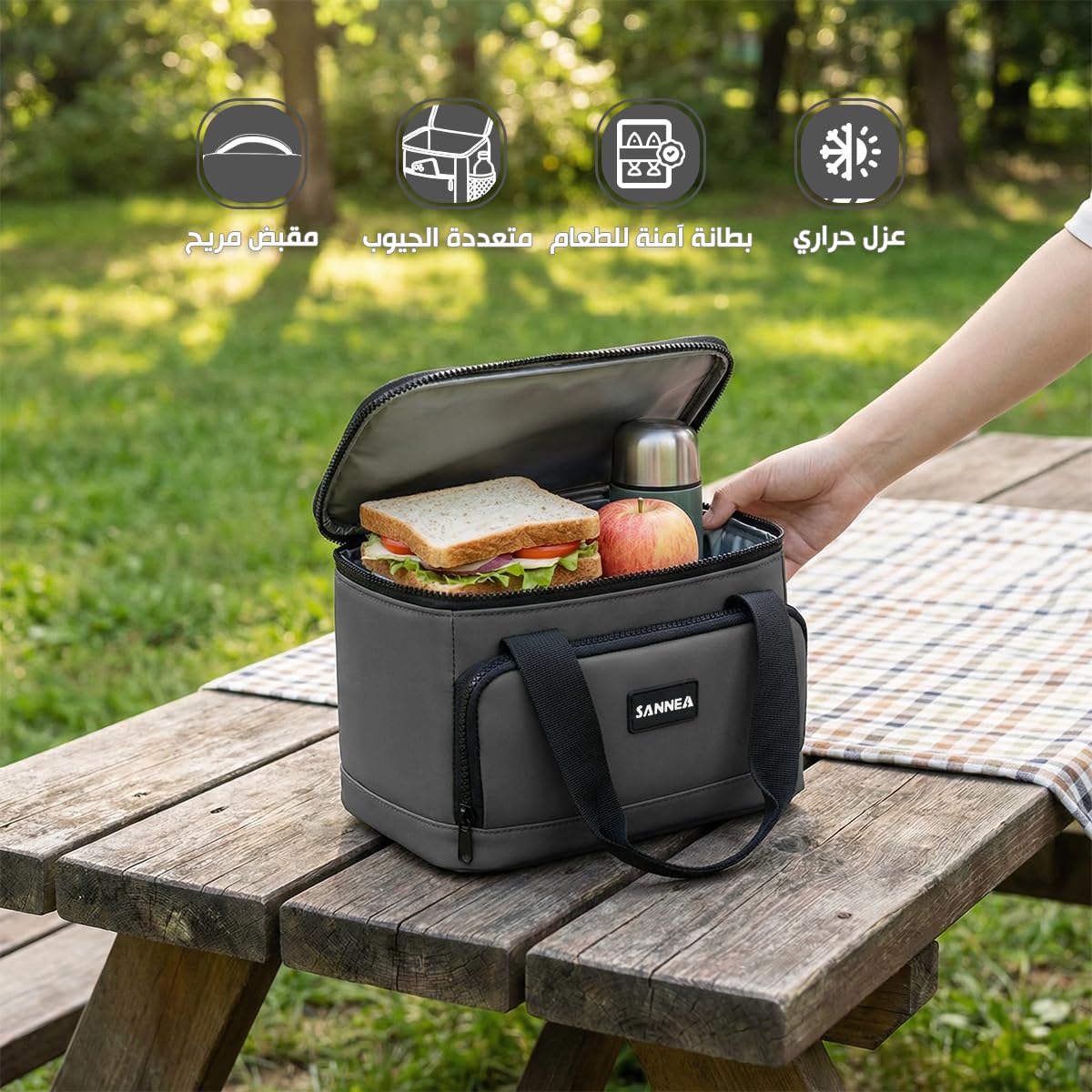 Lunch Bag 7 L, Insulated Thermal Cooler Tote, Waterproof Leakproof Food Storage for Hot and Cold Meals, Work, School, Travel and Picnic, BB-561 (Grey) - image 2