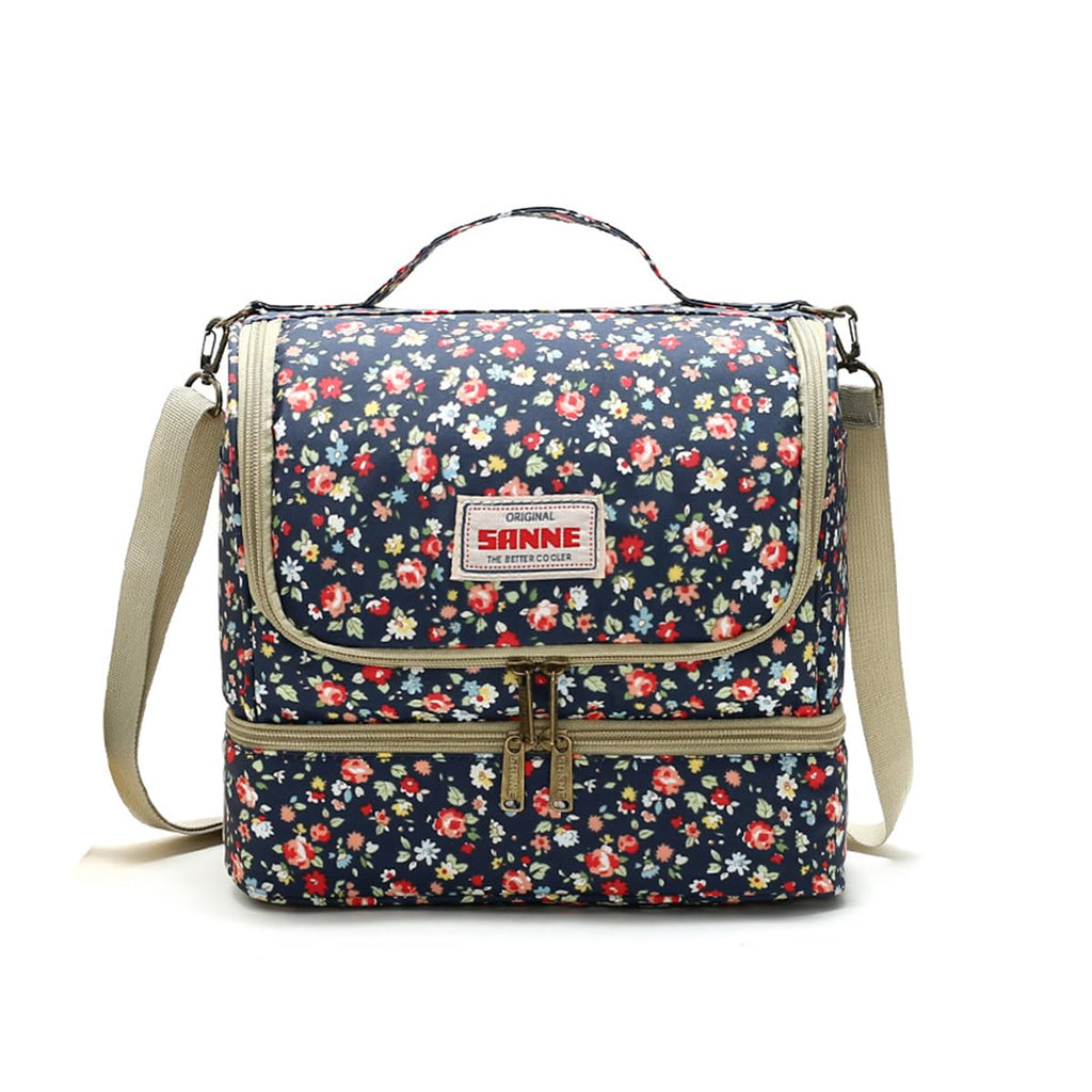 Insulated Lunch Bag 11L Thermal Food Tote, Waterproof Leakproof Wide Opening Lunch Box Bag for Hot Cold Meals Work School Picnic, BB-549 (Navy Floral) - image 1
