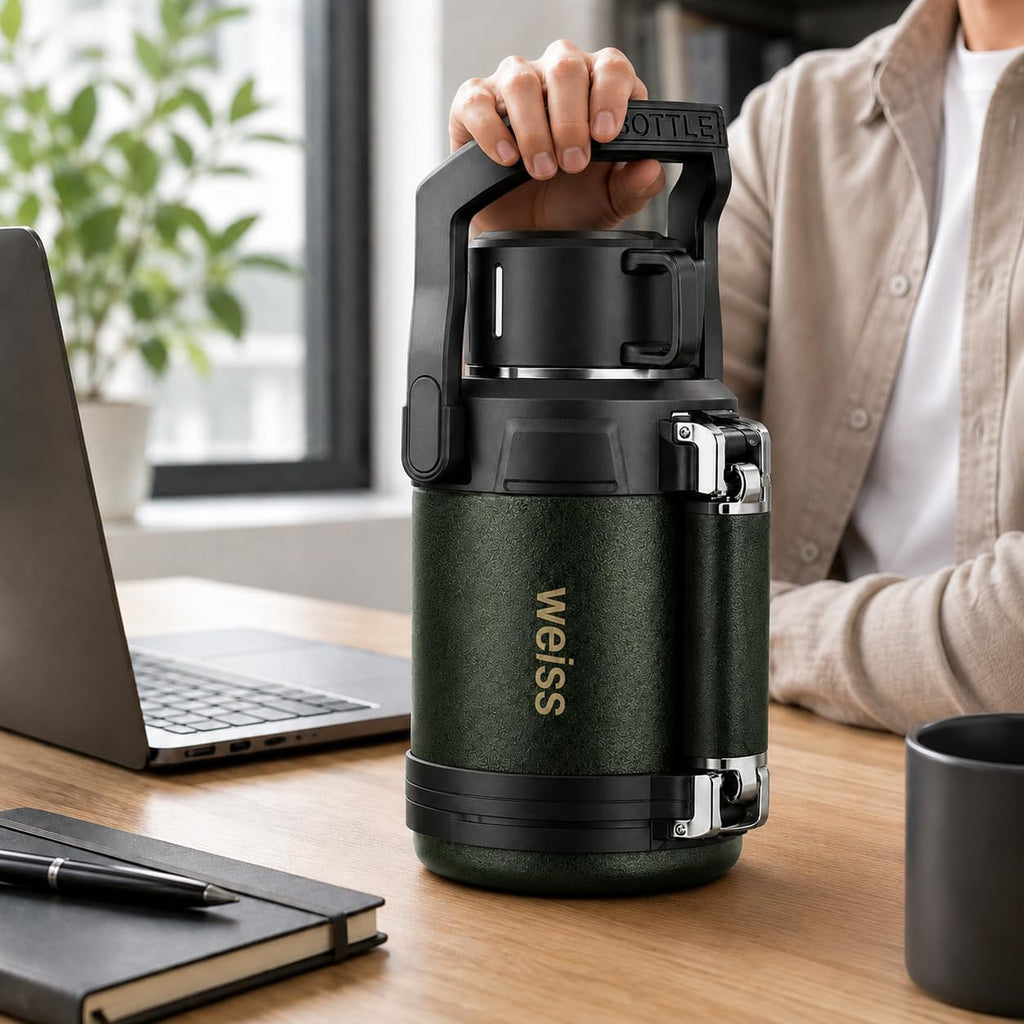 Water Bottle 3L, 316 Stainless Steel Vacuum Insulated Large Flask with Leakproof Lid, 24-Hour Cold Retention for Hot and Cold Drinks, Camping, Office and Home, F-1523, Army Green - image 7