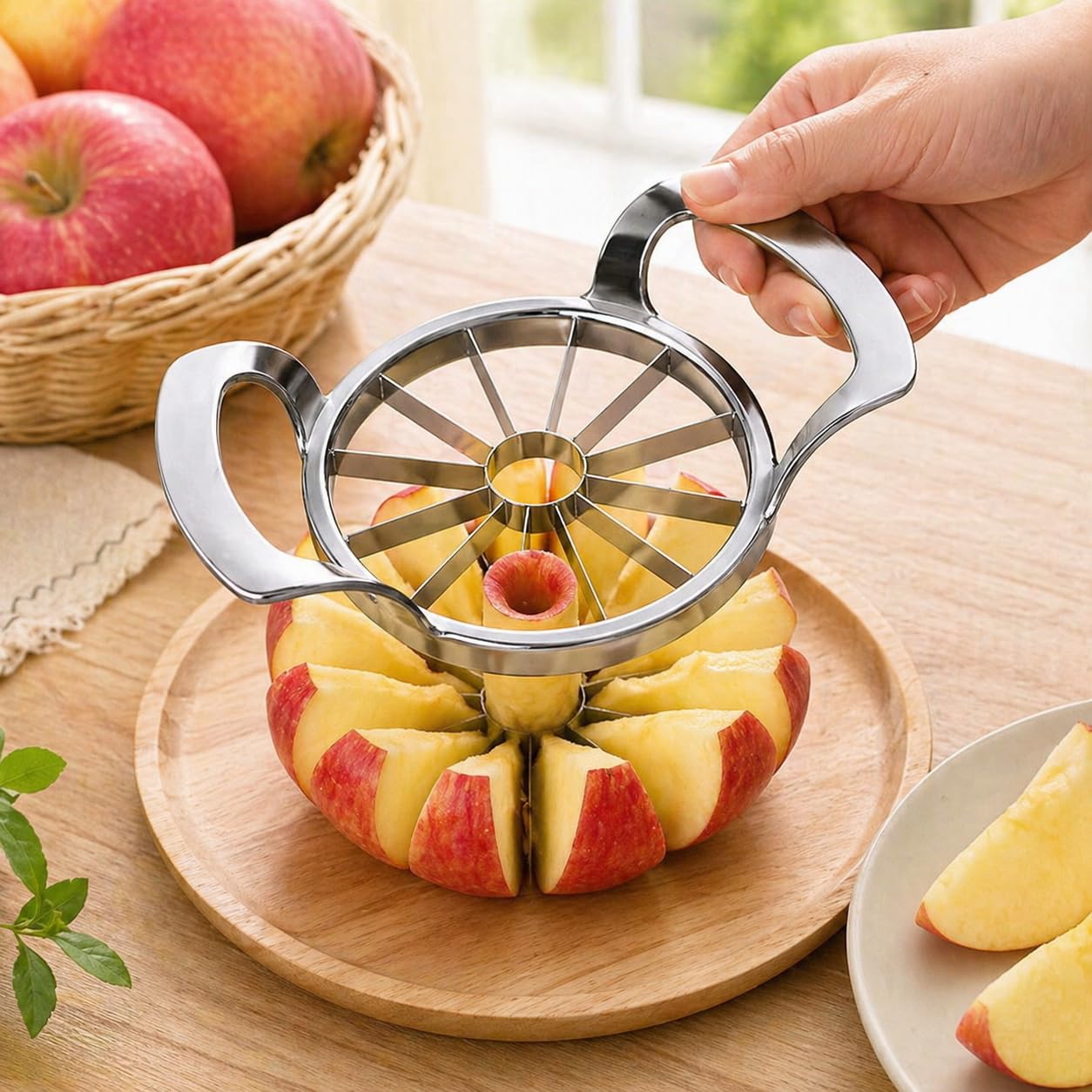 Apple Slicer and Corer 12 Slice, Stainless Steel Fruit Cutter and Manual Wedger for Apples and Pears, Easy-Clean Kitchen Tool, XE-47 - image 7