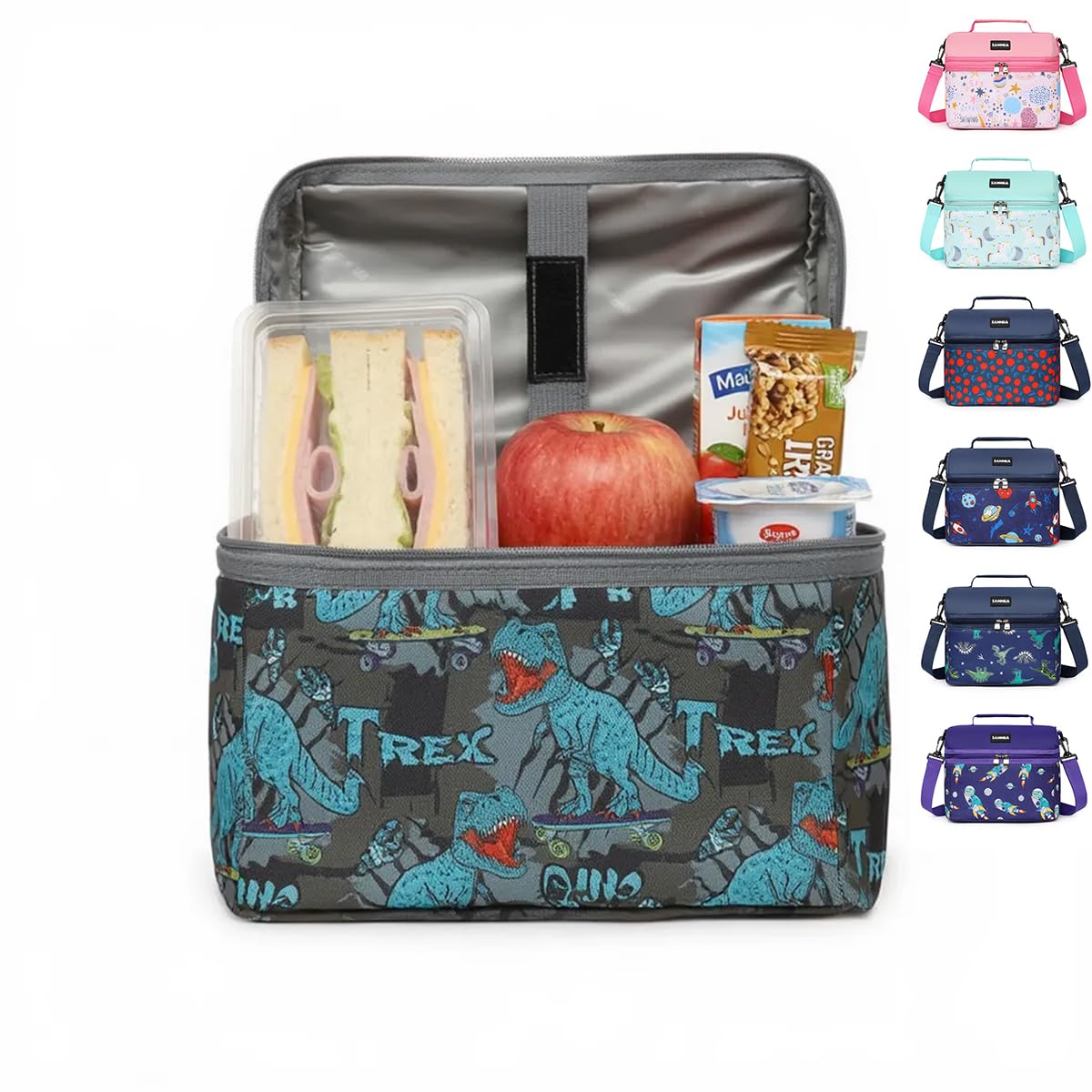 Insulated Lunch Bag 8L, Thermal Cooler Tote with Leak-Resistant Lining for Hot and Cold Food, Reusable Meal Carrier for Work, School, Picnic and Travel, BB-545 (T-Rex) - image 1
