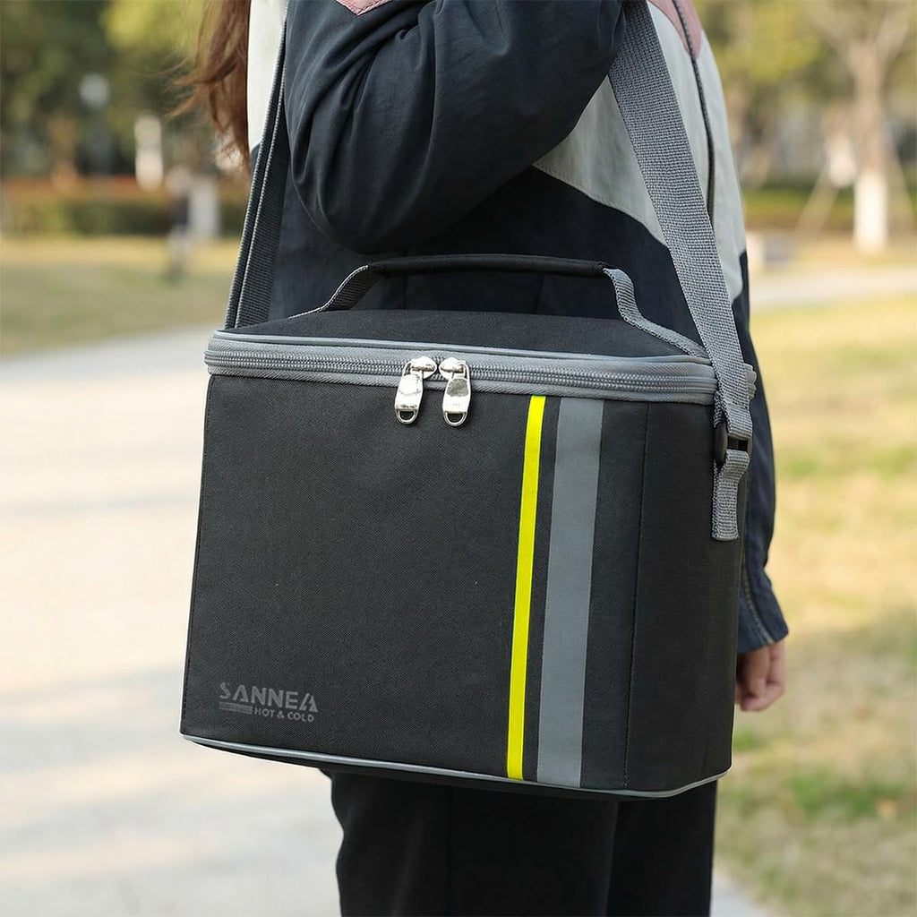 Lunch Bag, 6L Insulated Lunch Box by hanso, Thermal Food Cooler Tote, Waterproof Leakproof Storage Bag for Hot and Cold Meals, Work, School, Picnic, Travel, BB-568 (Black & Yellow) - image 5