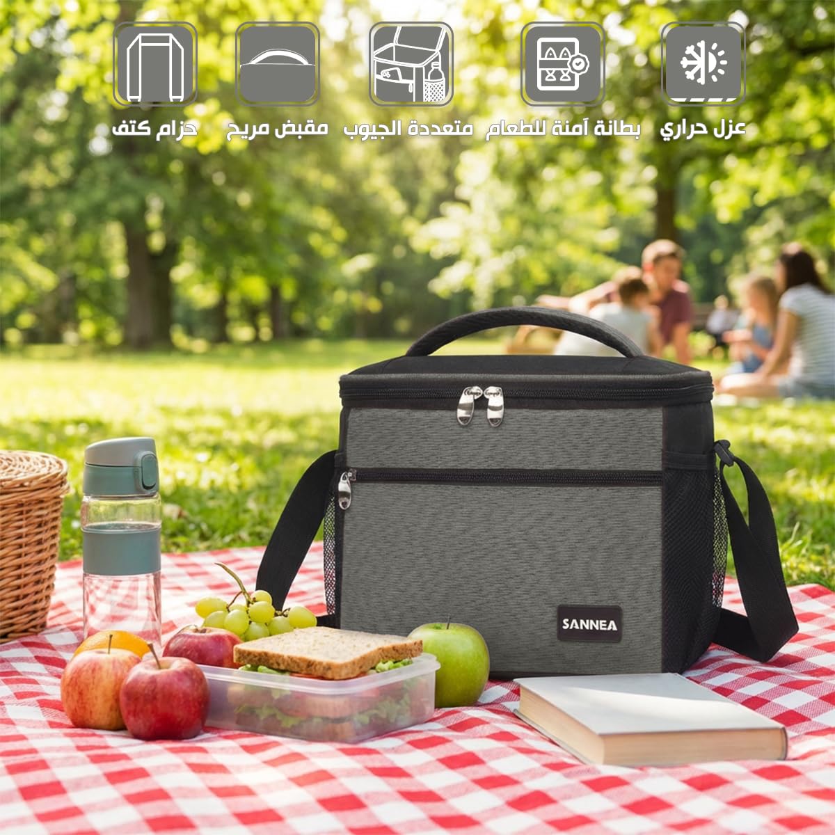 Lunch Bag 9 L, Insulated Thermal Cooler Tote, Waterproof Leakproof Food Storage for Hot and Cold Meals, Work, School, Picnic and Travel, BB-520 (Grey) - image 2