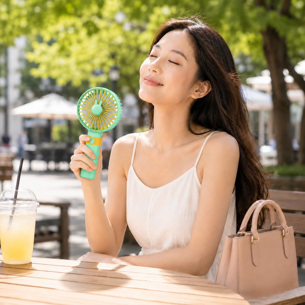 Portable Fan, Mini Handheld and Desk Fan, 2-Speed 1.5W Foldable Personal Cooling Fan with Stand, Quiet Lightweight Design for Office, Home and Travel, SQ-2195, Green - image 7