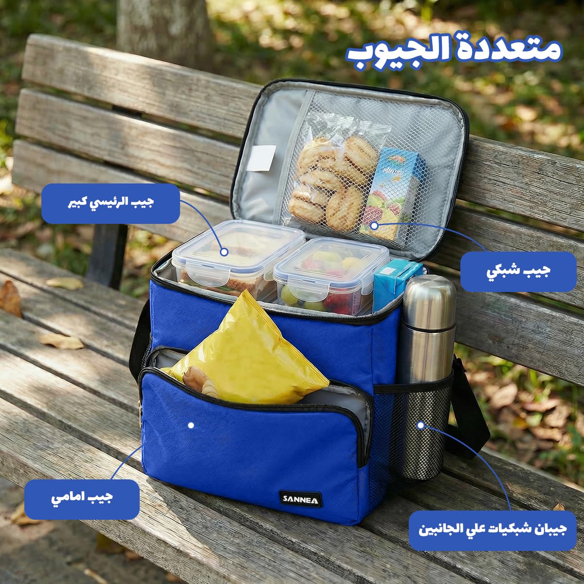 Lunch Bag 12 L, Insulated Thermal Cooler Tote, Waterproof Leakproof Food Storage for Hot and Cold Meals, Work, School, Picnic and Travel, Beach Design, BB-544 (Blue) - image 4