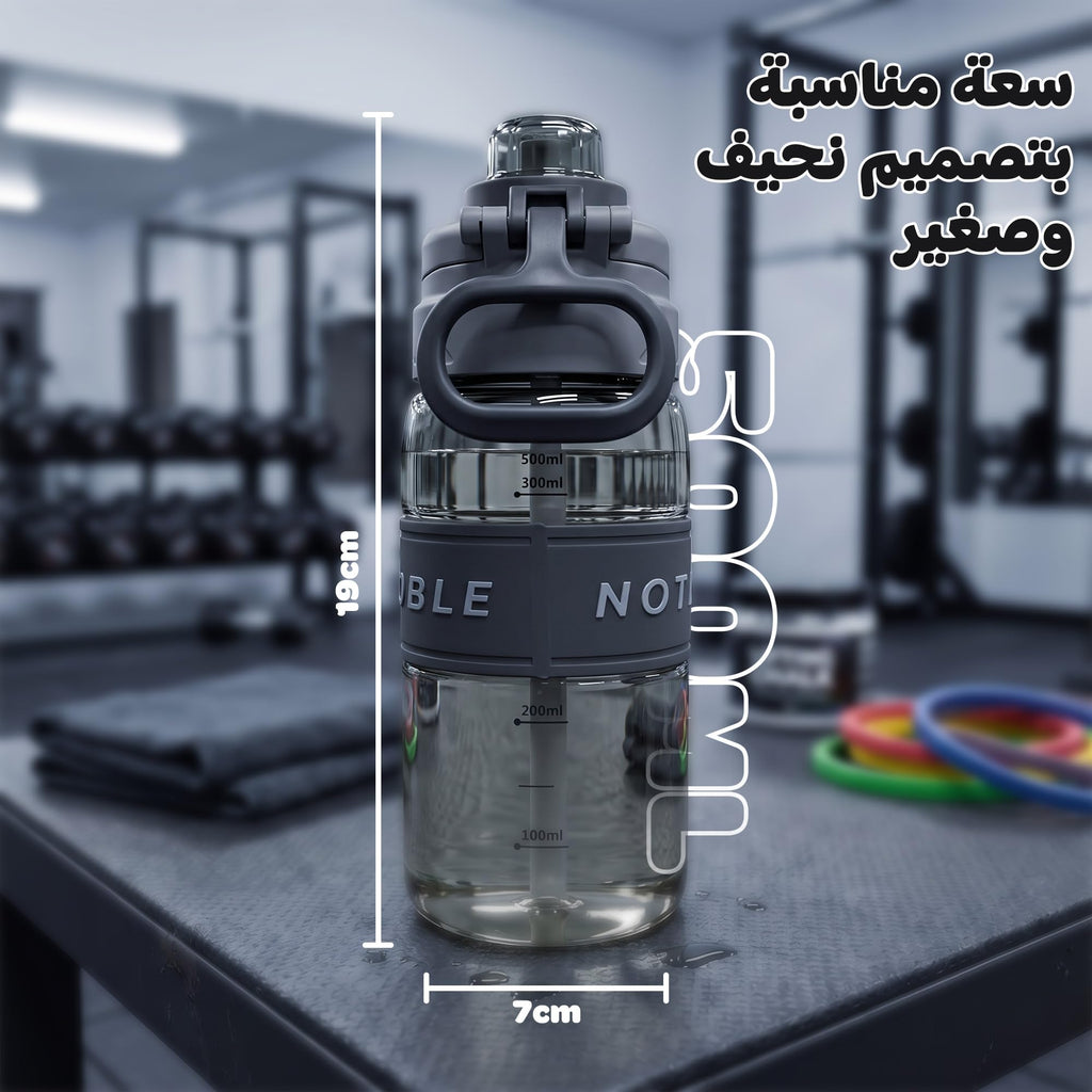 Water Bottle 500ml with Straw, BPA-Free Lightweight Plastic Sports Bottle with Leak-Resistant Lid for School, Gym, Fitness, Outdoor and Travel Use, FL-1315, Grey - image 5