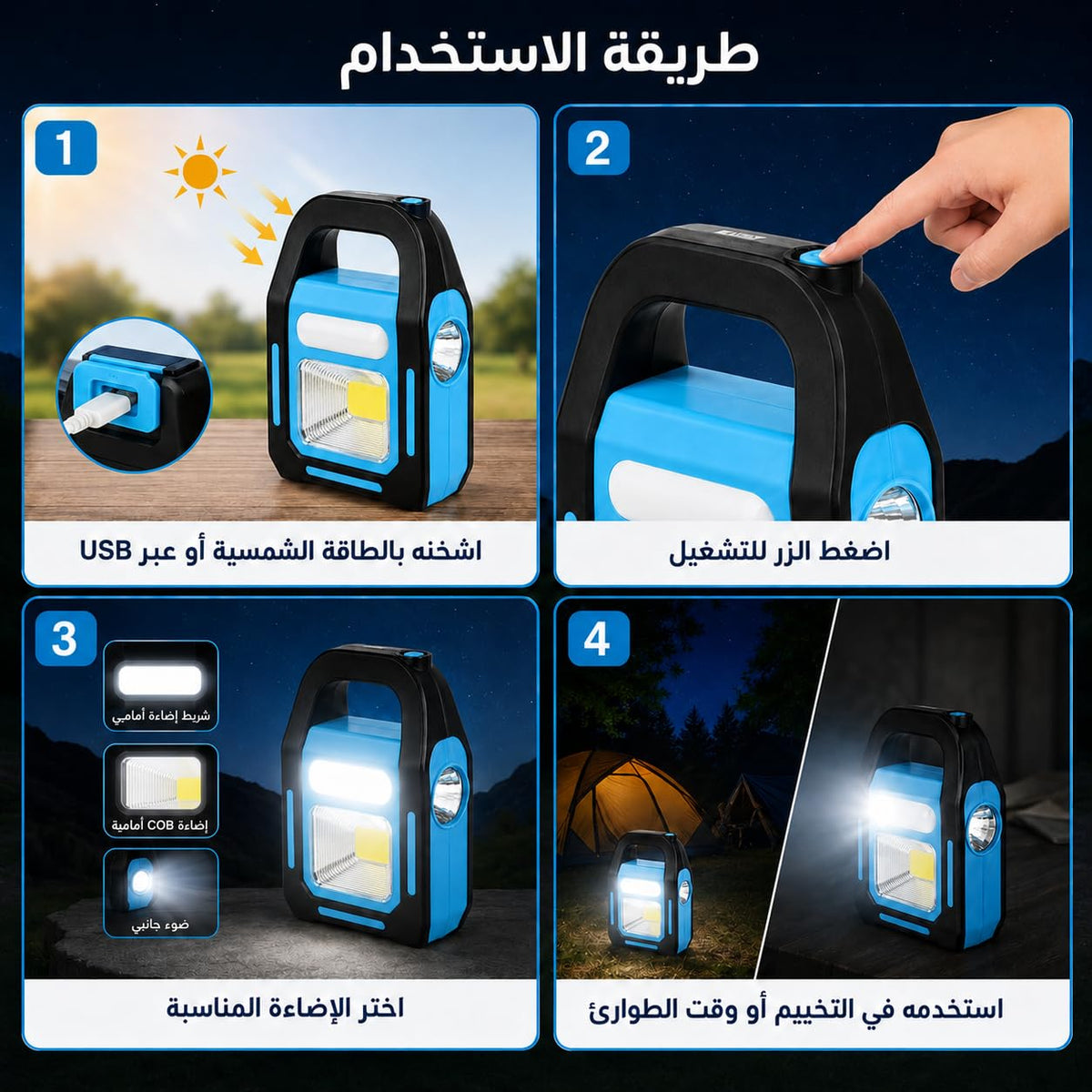 Emergency Light, Rechargeable Multifunctional Maintenance Lamp, Lightweight Portable Work Light for Outdoor Camping, Repair, Home and Travel, Blue - image 5