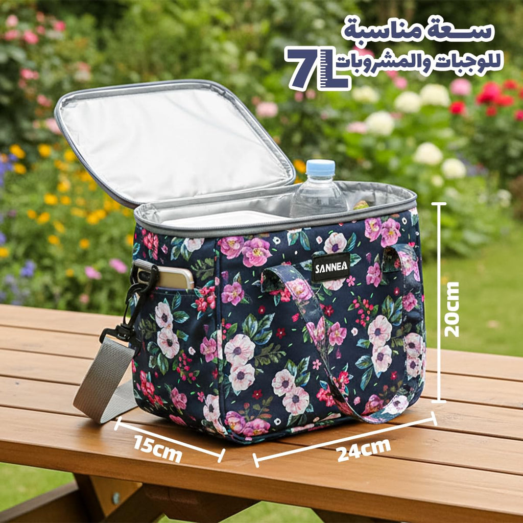 Insulated Lunch Bag 7L Thermal Lunch Box Cooler Tote, Waterproof Leakproof Food Storage Bag for Work School Picnic Travel, hanso, BB-547 (Floral) - image 3