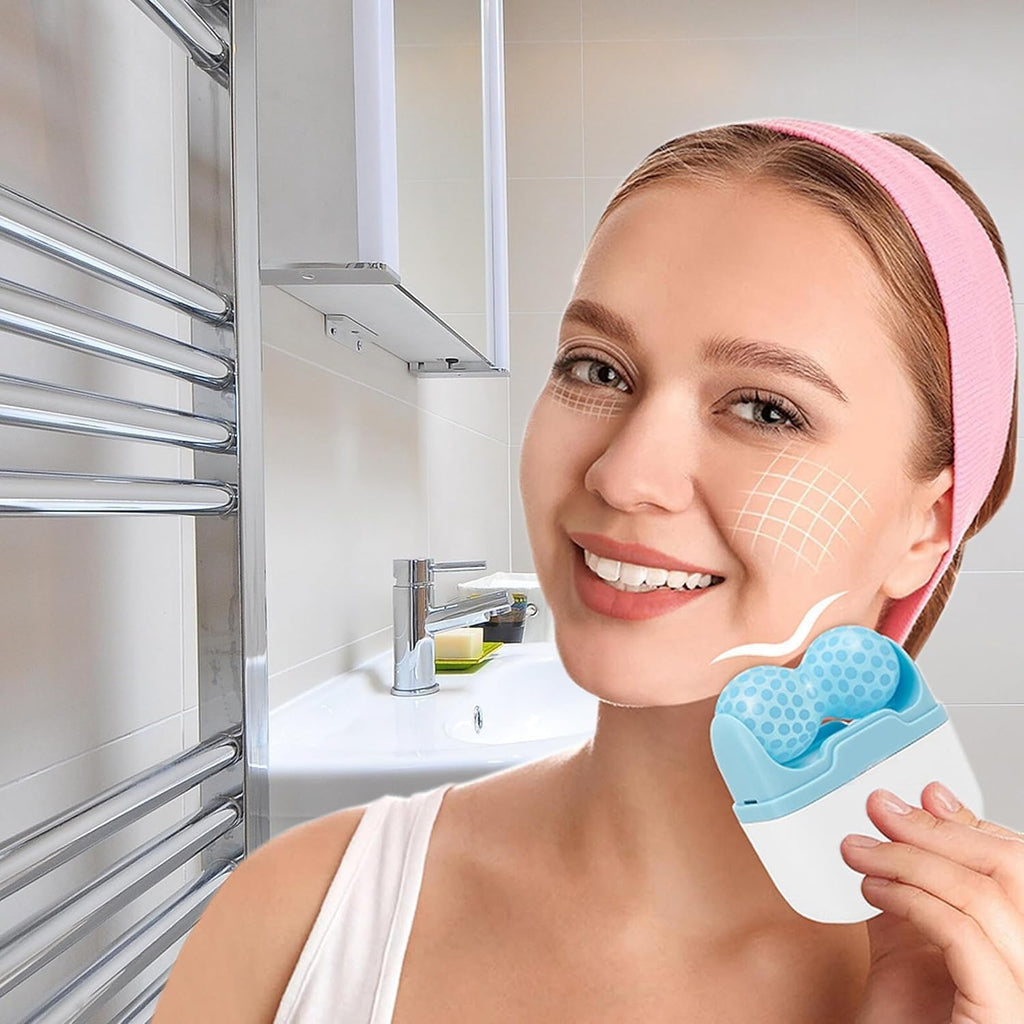 Ice Roller 2 in 1, Mini Portable Cooling Face Roller for Eyes, Face and Body, Reusable Skin Care Massager for Temporary De-Puffing and Refreshing Care, Blue - image 7