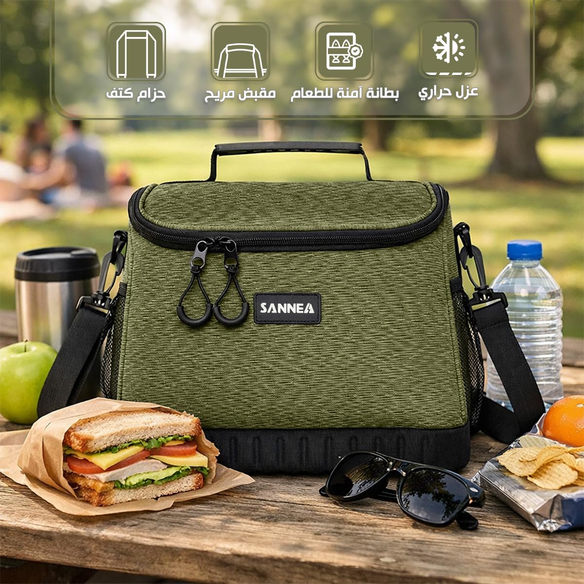 Insulated Lunch Bag 15L, Large Thermal Cooler Tote with Leak-Resistant Lining for Hot and Cold Meals, Reusable Lunch Box Carrier for Work, School, Picnic and Travel, BB-518, Brown - image 2