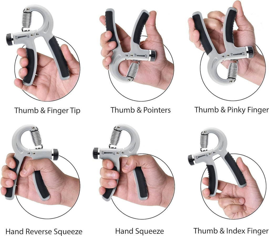 Hand Grip Strengthener, Adjustable Resistance Forearm Exerciser with Ergonomic Handles, Finger and Wrist Training Tool for Fitness, Home, Office and Gym, Grey - image 6