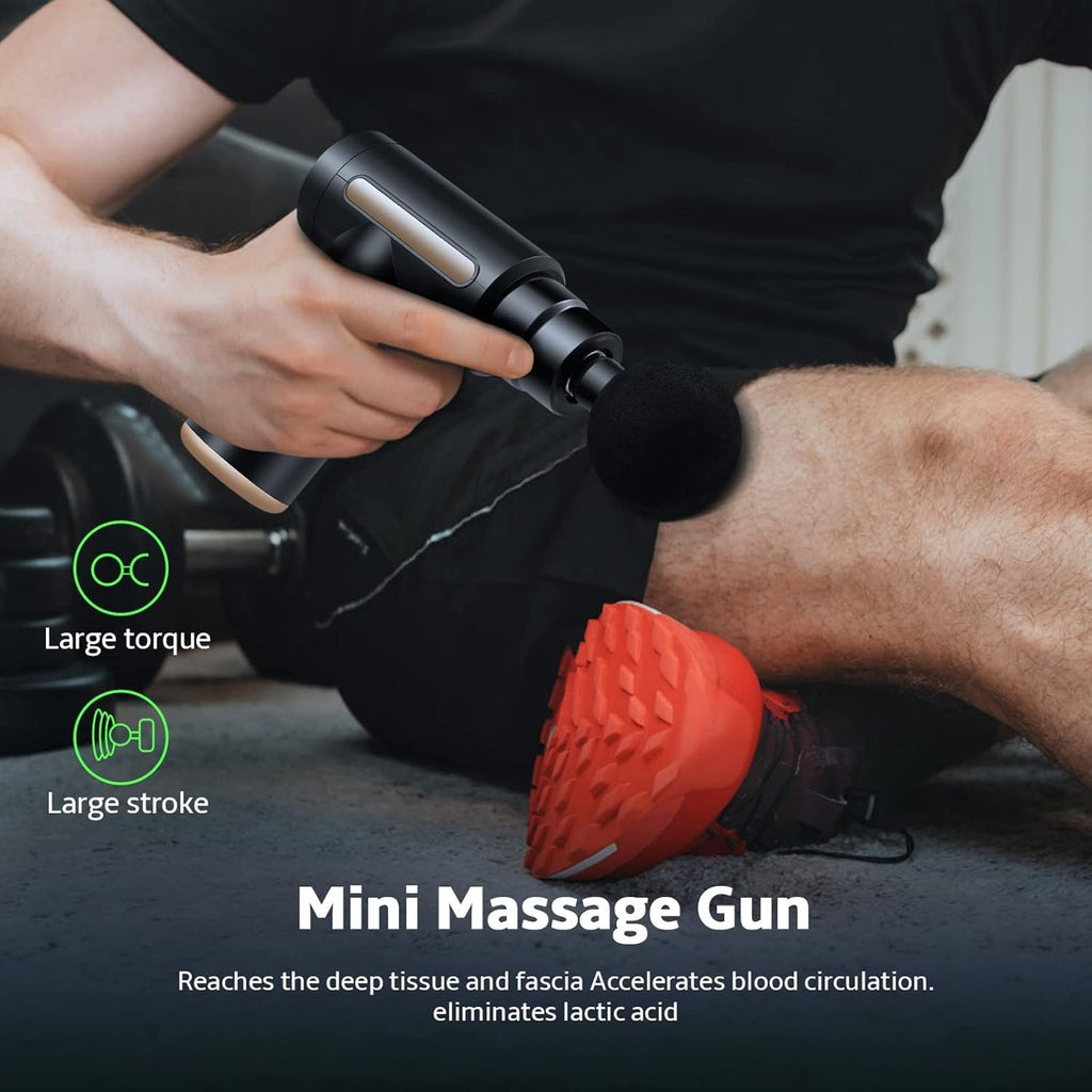 Massage Gun Mini Portable Handheld Percussion Device with 4 Heads, LCD Display and 6 Speed Levels, Cordless Muscle Massager for Neck Back Legs, Silver - image 6