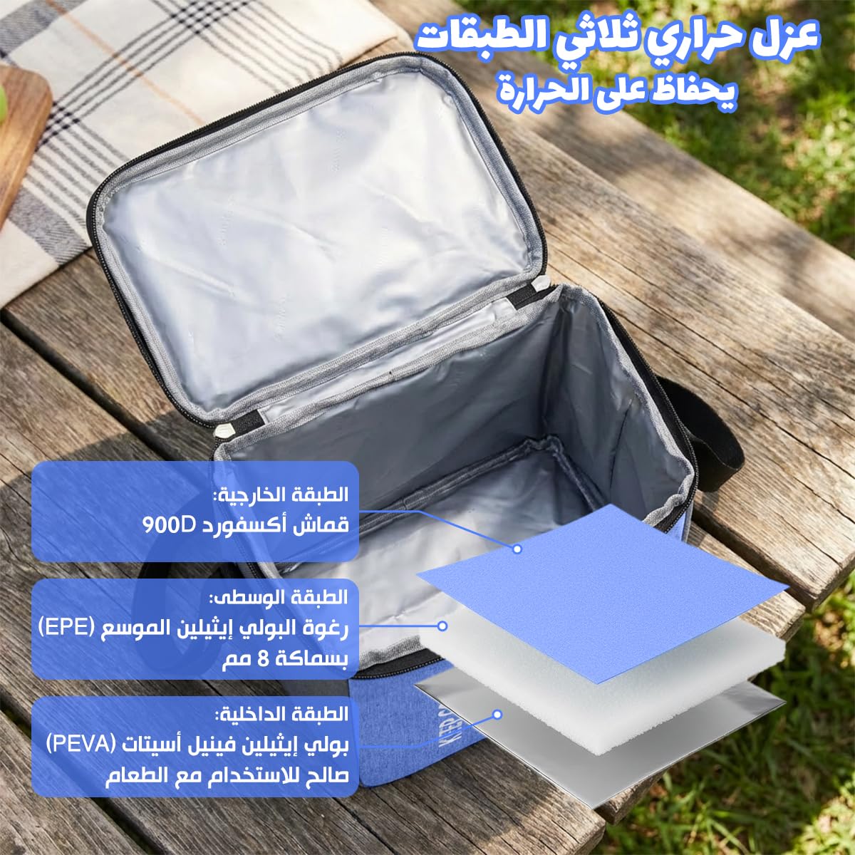 Thermal Lunch Bag 16 L Insulated Cooler Tote Waterproof Leakproof Food Storage Bag for Hot and Cold Meals Work School Picnic Travel, BB-526 (Light Blue) - image 4