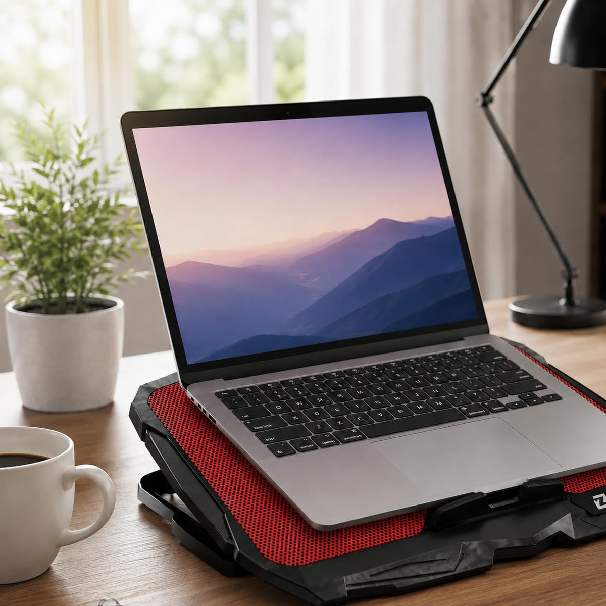 Laptop Cooling Pad with Fan, USB Powered Notebook Cooler Stand with Quiet Airflow and LED Light for Desk, Home Office, Study and Gaming, ZR750 (Red) - image 6