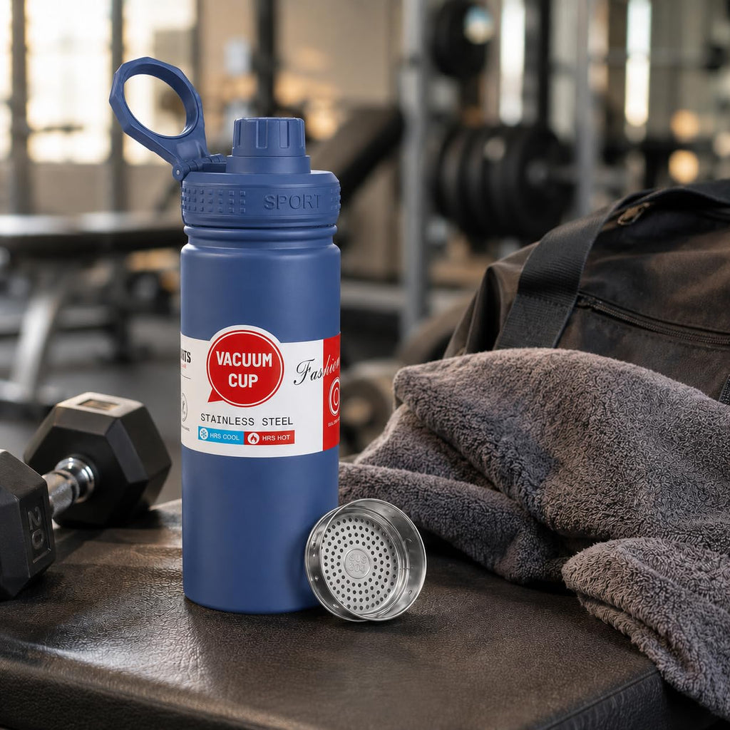 Water Bottle 550ml 304 Stainless Steel Vacuum Insulated Flask, BPA-Free Leak-Proof for Hot Cold Drinks Travel Gym School Office, F-742, Blue - image 7