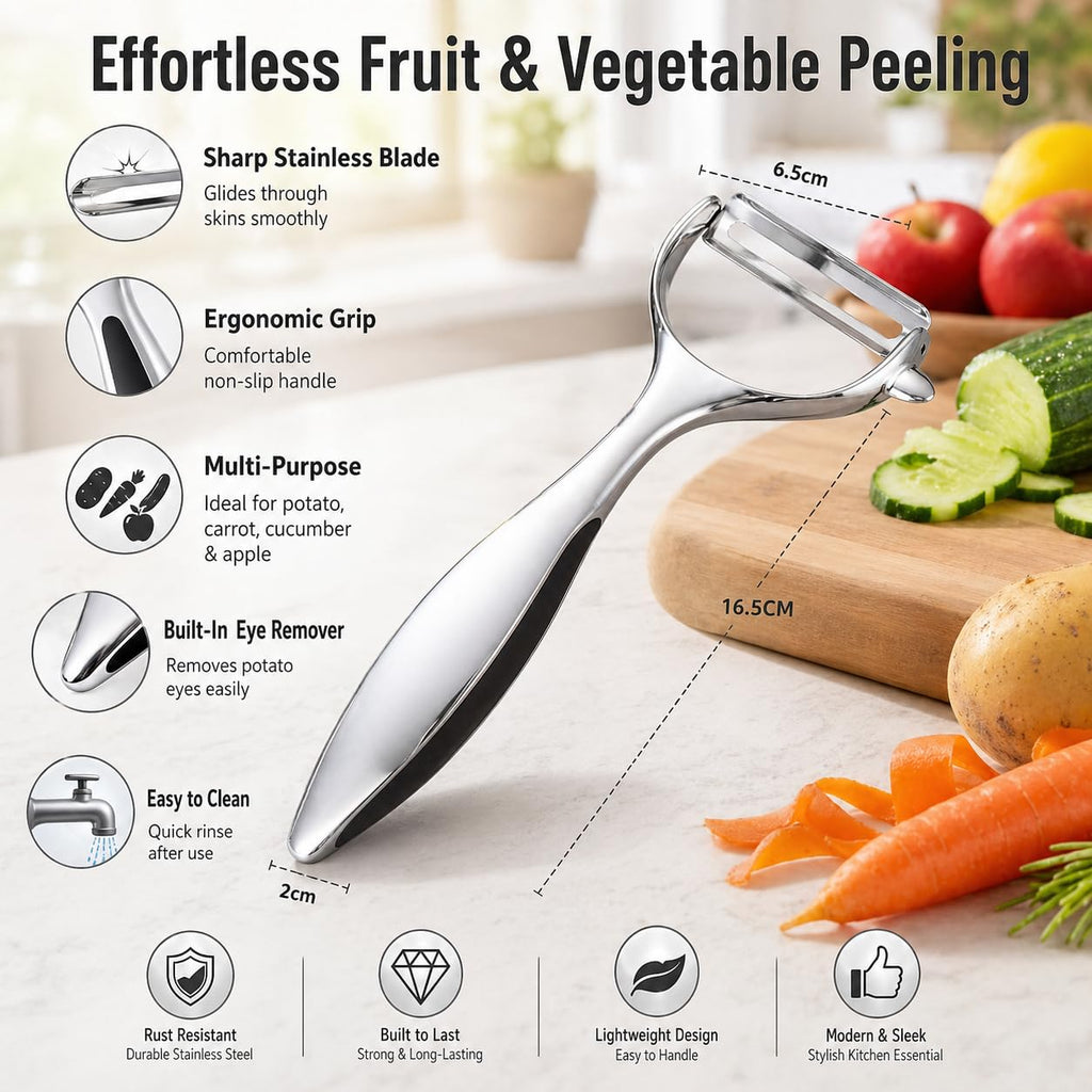 Vegetable Peeler Potato Peelers Fruit Peeler - Premium Stainless Steel Manual Peeler with Sharp Blade for Vegetables & Fruits, Non-Slip Handle, Multi-Functional Peeling Knife for Home use, XE-444 - image 2