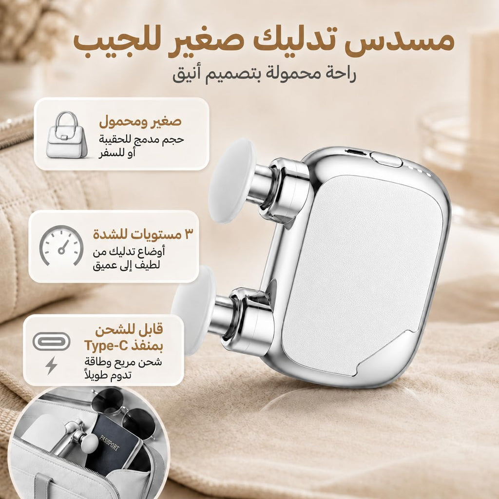 Massage Gun, Dual-Head Mini Muscle Massager with 10W Brushless Motor, 3 Speeds and 6 Interchangeable Heads for Neck, Back, Shoulders and Legs, MD-6011, Silver - image 2