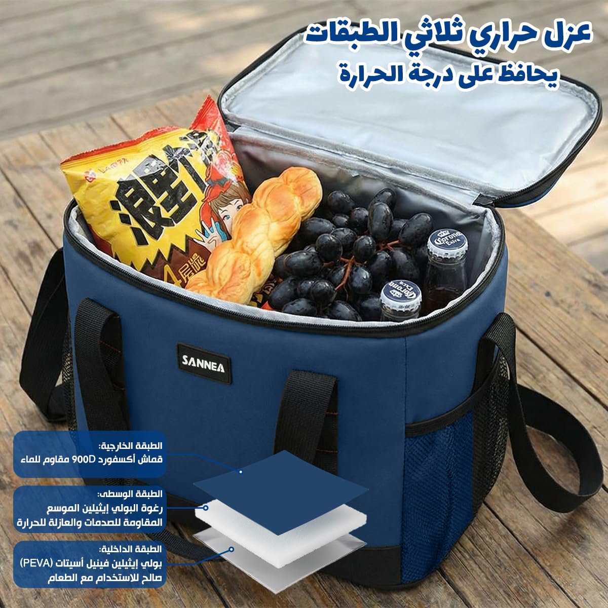 Lunch Bag 12 L, Insulated Thermal Cooler Tote, Waterproof Leakproof Food Storage for Hot and Cold Meals, Work, School, Picnic and Travel, BB-565 (Blue) - image 4