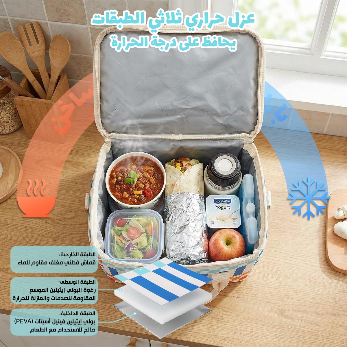 Lunch Bag 15 L, Insulated Thermal Cooler Tote, Waterproof Leakproof Food Storage for Hot and Cold Meals, Work, School, Picnic and Travel, BB-553 - image 4