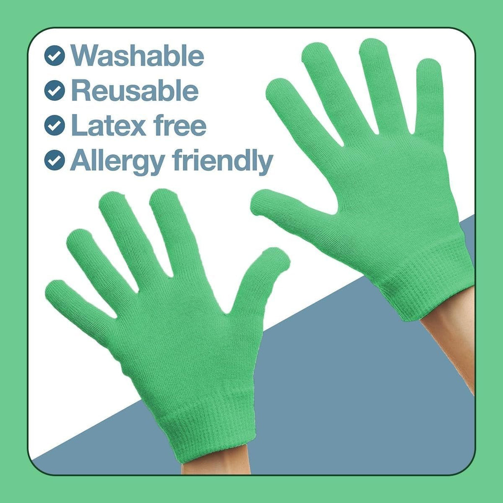 Moisturizing Gloves, Spa Gel Hand Mask for Soft Smooth Hands in 20 Minutes with Jojoba Oil Olive Oil Vitamin E, One Size Fits All (Green) - image 4