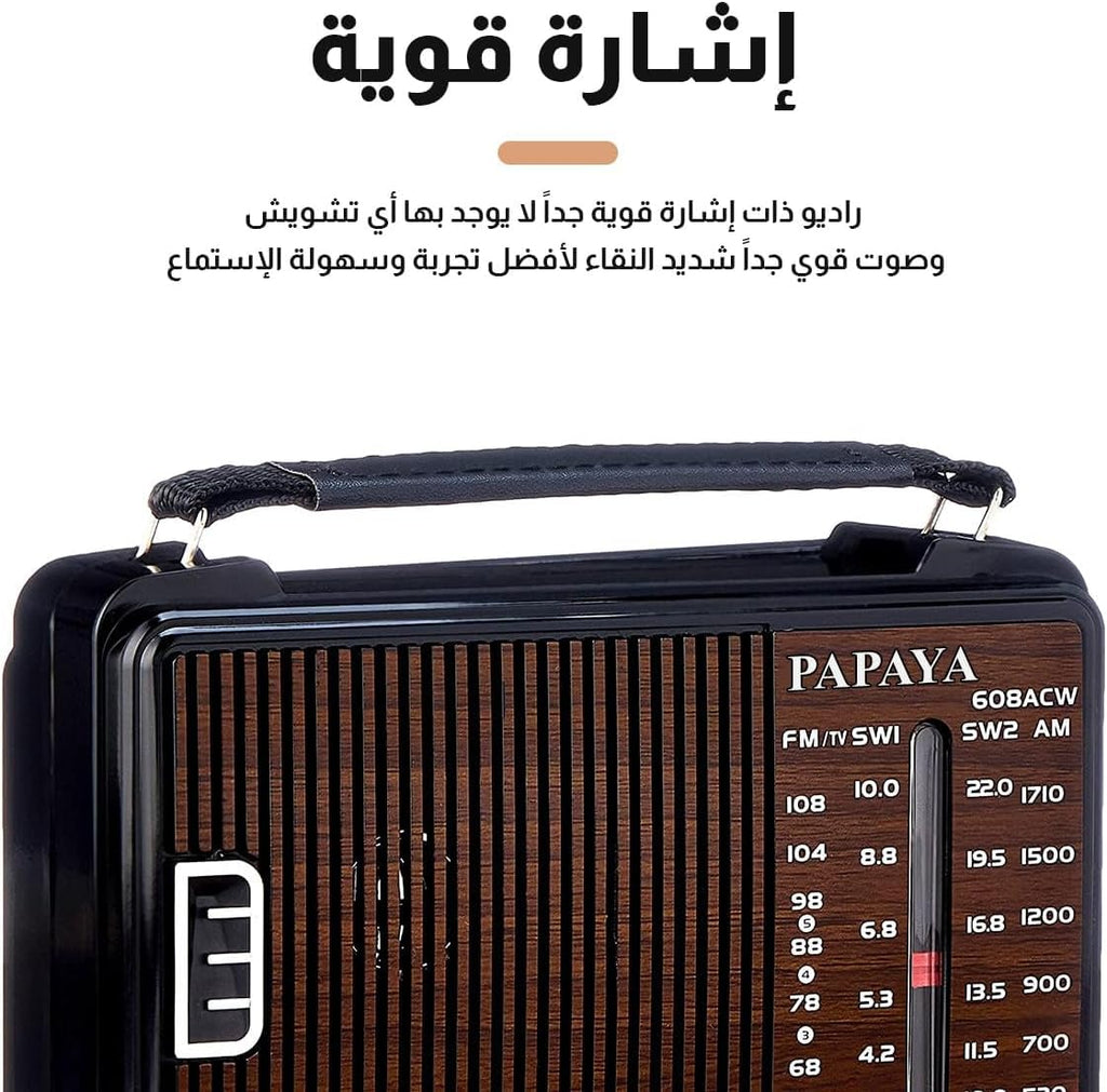 Radio AM/FM/SW1/SW2/TV Transistor Radio AC with Best Reception Big Speaker and Precise Tuning Knob (608 (Brown)) - image 3