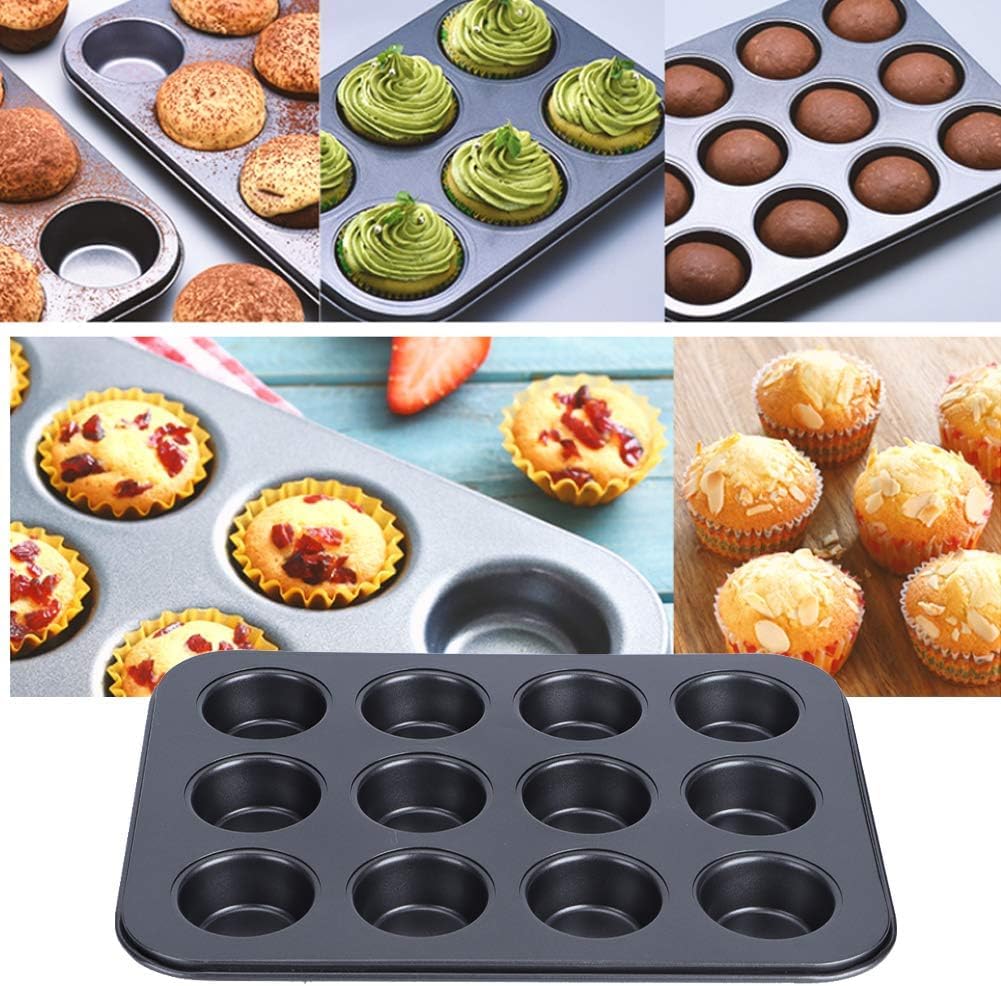 Muffin Pan 12 Cup, Non-Stick Reusable Round Cupcake Baking Mold for Muffins, Cheesecakes, Brownies and Desserts, Home Baking Tray - image 4