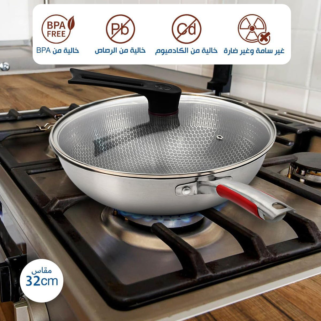 Non-Stick Frying Pan 32cm with Lid, Deep Cooking Pan for Gas Stoves with Heat-Resistant Soft-Touch Handle, Easy-Clean Cookware for Frying, Sautéing and Family Meals - image 3