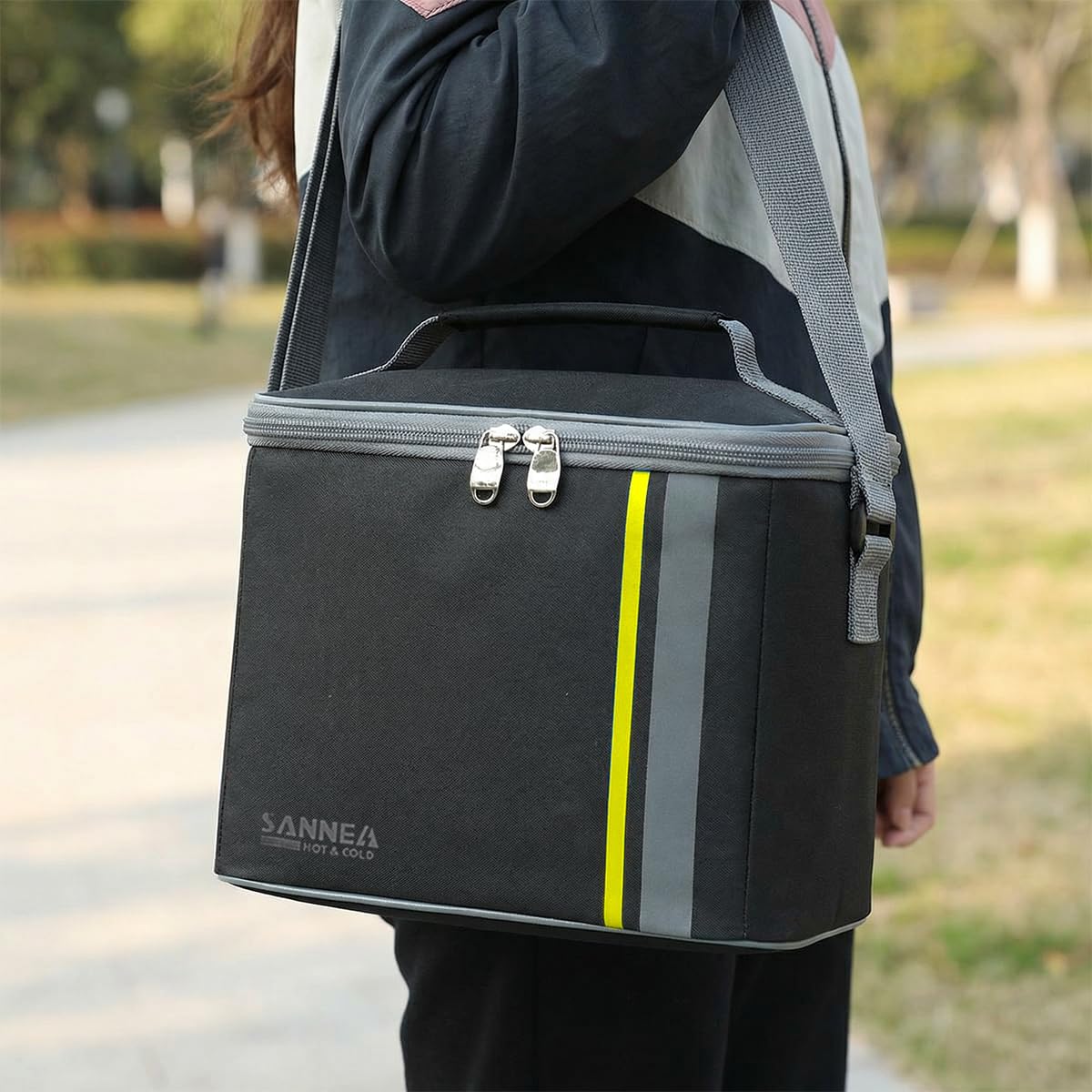 Lunch Bag 6 L, Insulated Thermal Cooler Tote, Waterproof Leakproof Food Carrier for Hot and Cold Meals, Work, School, Picnic and Travel, BB-568 (Black/Yellow) - image 5