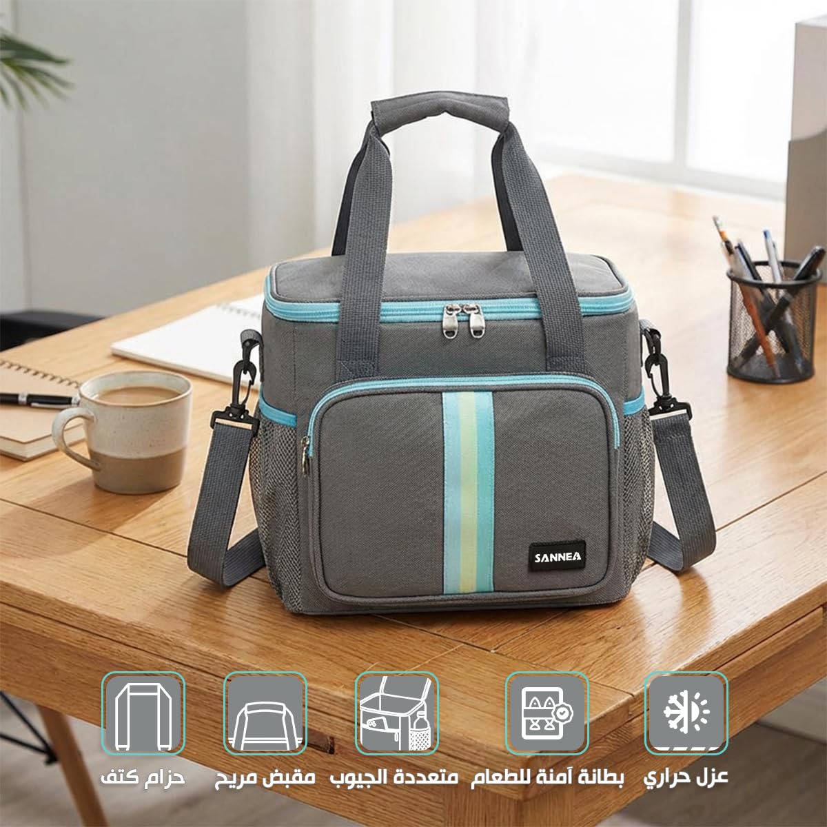Lunch Bag 15 L, Insulated Thermal Cooler Tote, Waterproof Leakproof Food Storage for Hot and Cold Meals, Work, School, Picnic and Travel, BB-529 (Grey) - image 2