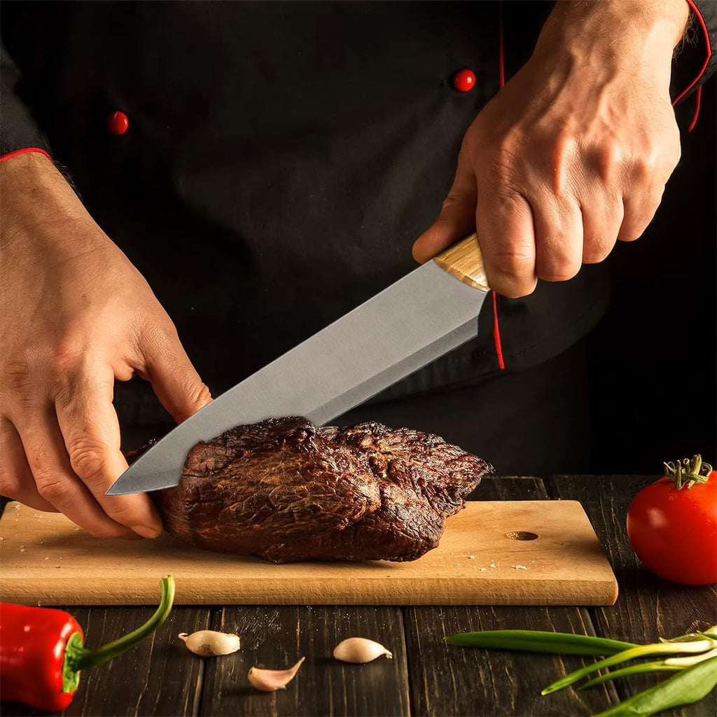 Kitchen Knife Set 5 Pieces Stainless Steel Chef Knives Wood Handles for Meat Vegetables Fruit Chopping Slicing Home Kitchen Prep - image 5