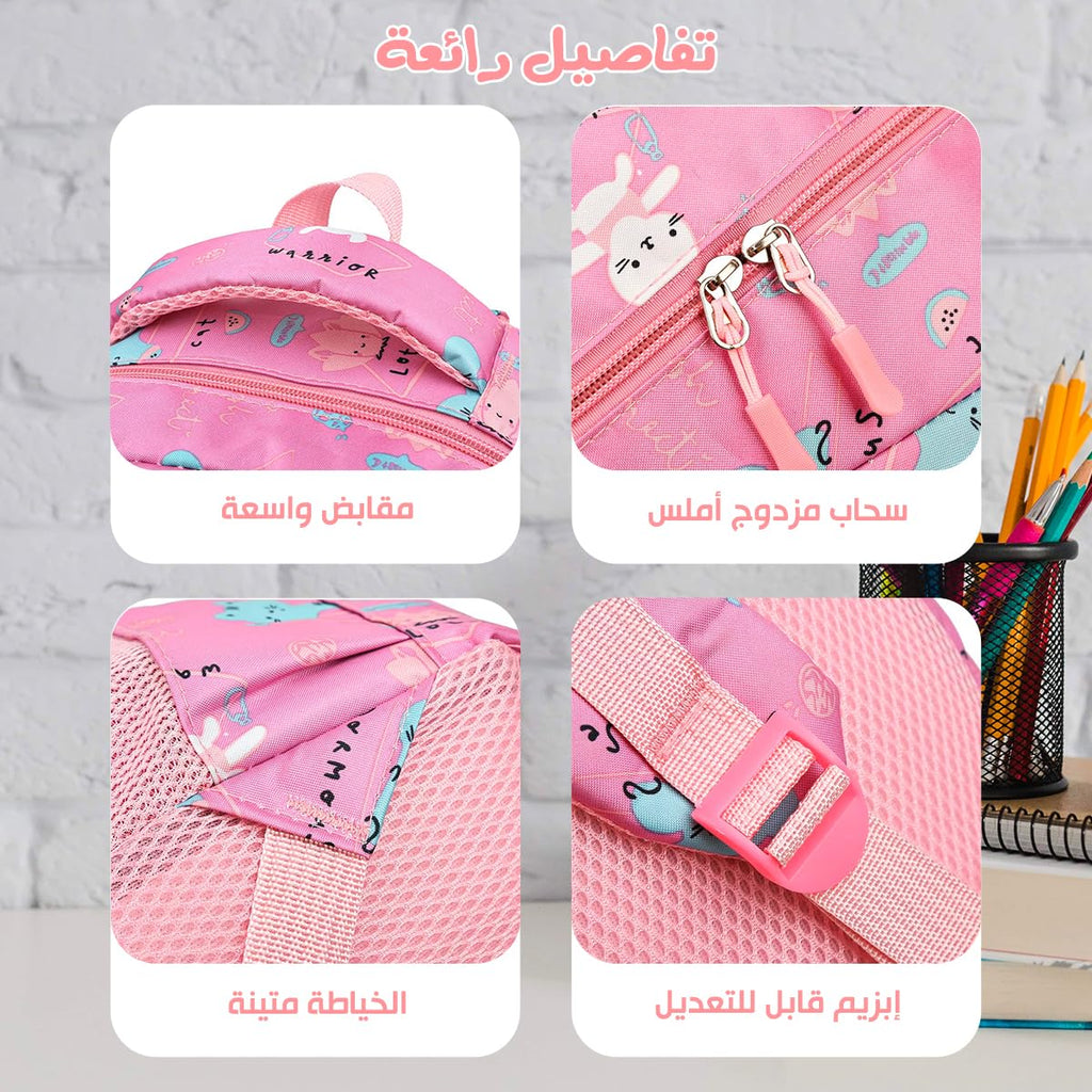 School Bag - Lightweight School Backpack for Kids & Girls, Multi Pocket, Large Capacity, Wear Resistant Breathable Nylon, Padded Straps, Side Bottle Pockets (Pink) - image 4