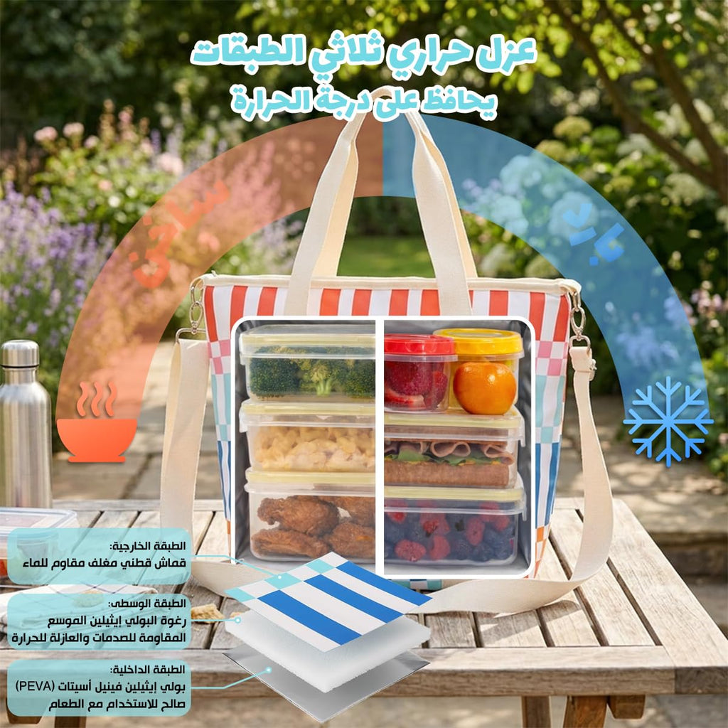 Insulated Lunch Bag 29 L, Thermal Cooler Tote for Hot and Cold Food, Water Resistant, Leak Resistant Lining, Large Lunch Box Carrier for Work, School, Picnic, Travel, hanso, BB-551 - image 4
