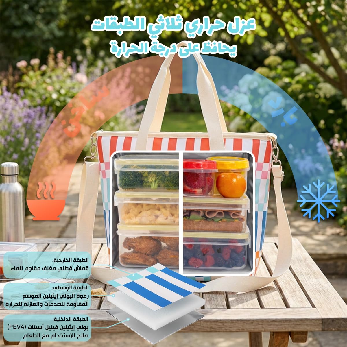 Insulated Lunch Bag 29 L, Thermal Cooler Tote for Hot and Cold Food, Water Resistant, Leak Resistant Lining, Large Lunch Box Carrier for Work, School, Picnic, Travel, hanso, BB-551 - image 4