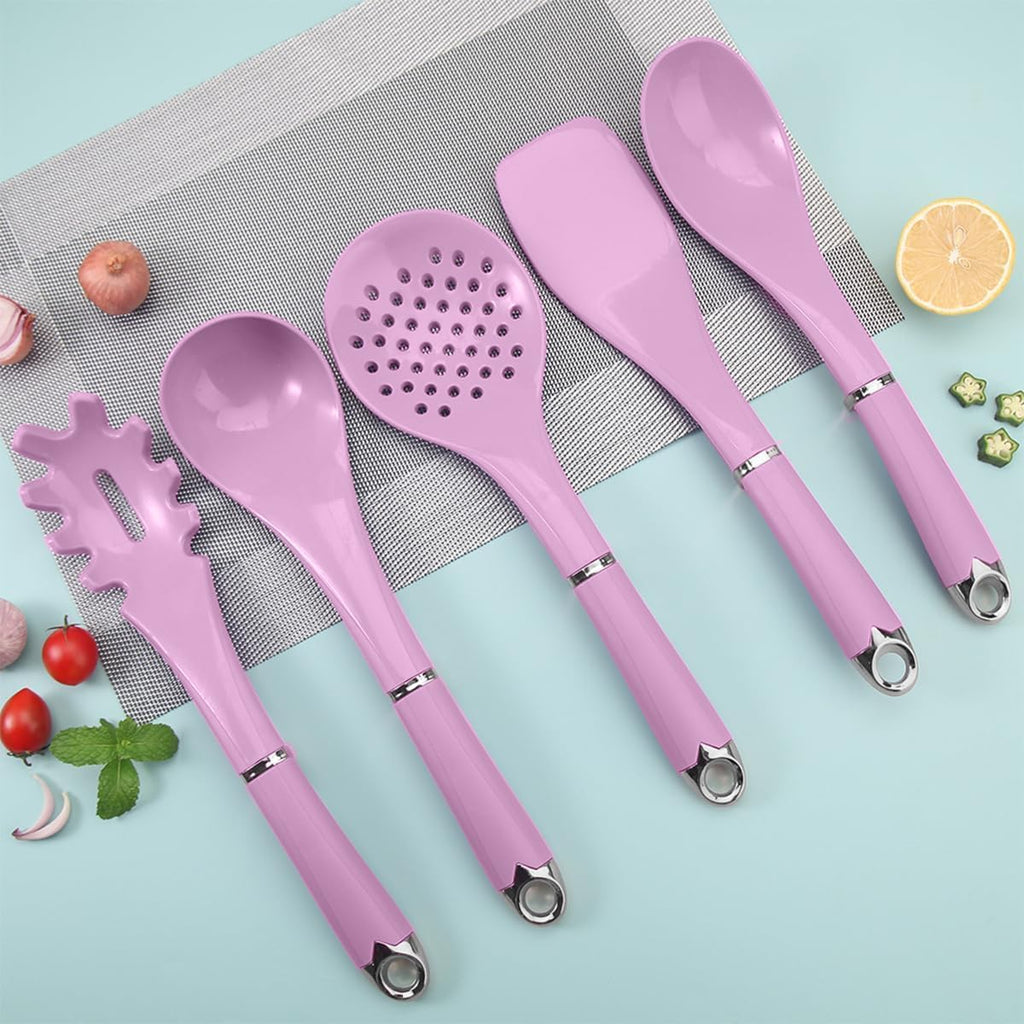 Silicone Kitchen Utensil Set, 6-Piece Cooking Tools with Holder for Non-Stick Cookware, Heat-Resistant Serving and Food Preparation Set, (Purple) - image 7