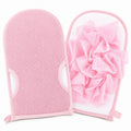 Exfoliating Glove, Body Loofah Shower Bath Mitt with Hanging Loop, Soft Quick-Dry Wash Cloth for Men and Women, B-618 (Pink) - image 1