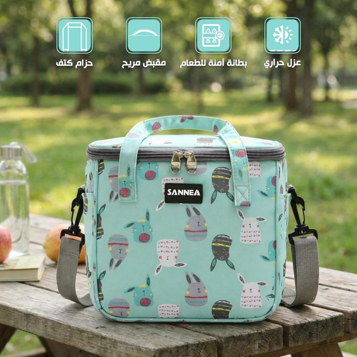 hanso Insulated Lunch Bag 7L, Thermal Cooler Lunch Tote, Waterproof Leakproof Food Storage Bag for Hot and Cold Meals, Reusable Lunch Box for Work School Picnic Travel, BB-547 (Cute Animals) - image 2