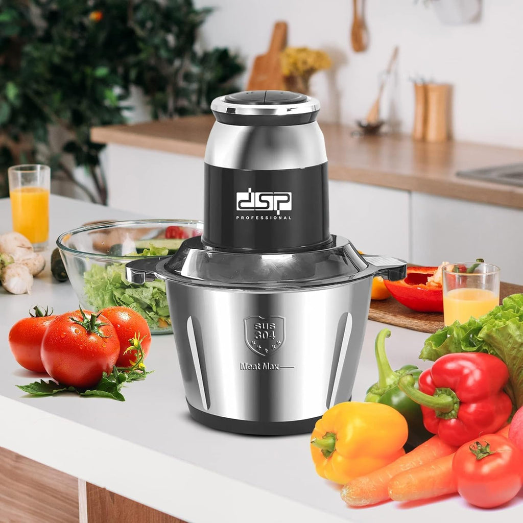 Electric Meat Grinder 3L, 300W Food Chopper with Stainless Steel Blades, 2-Speed Control and Pure Copper Motor for Meat, Vegetables, Onion and Garlic, Silver, KM4101 - image 7