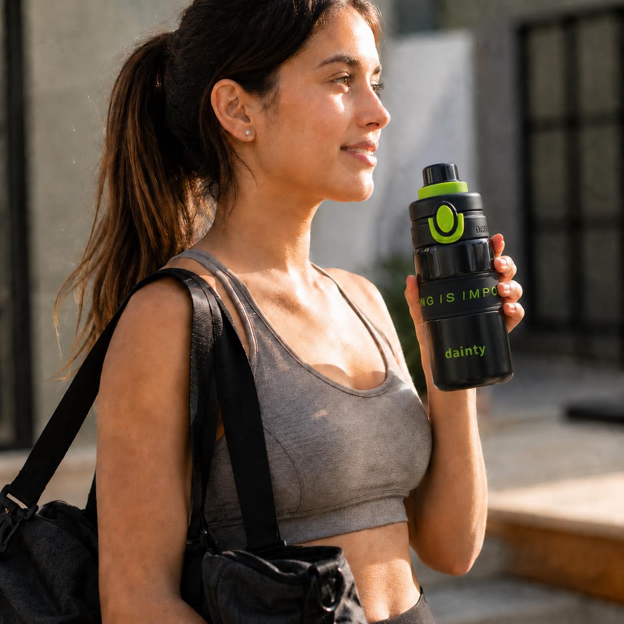 Water Bottle 500ml with Straw, BPA-Free Lightweight Plastic Sports Bottle with Leak-Resistant Lid for School, Gym, Fitness, Outdoor and Travel, FL-1315, Black - image 7